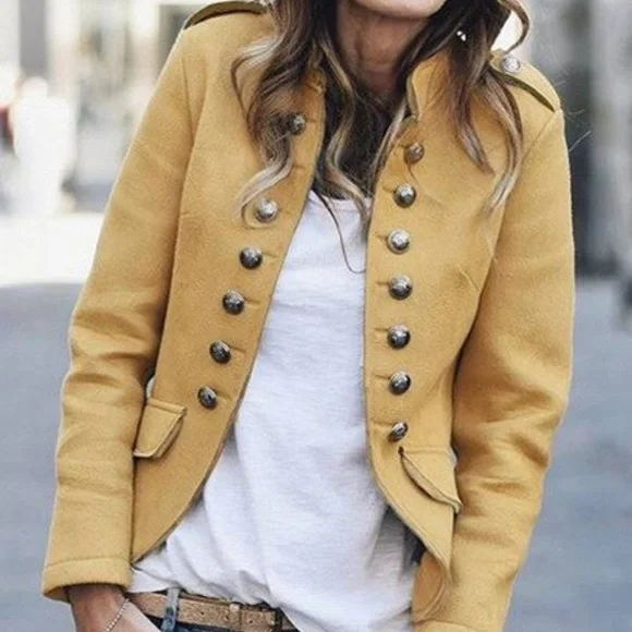 Mustard Button Down Blazer Fit Jacket - Picture 3 of 5